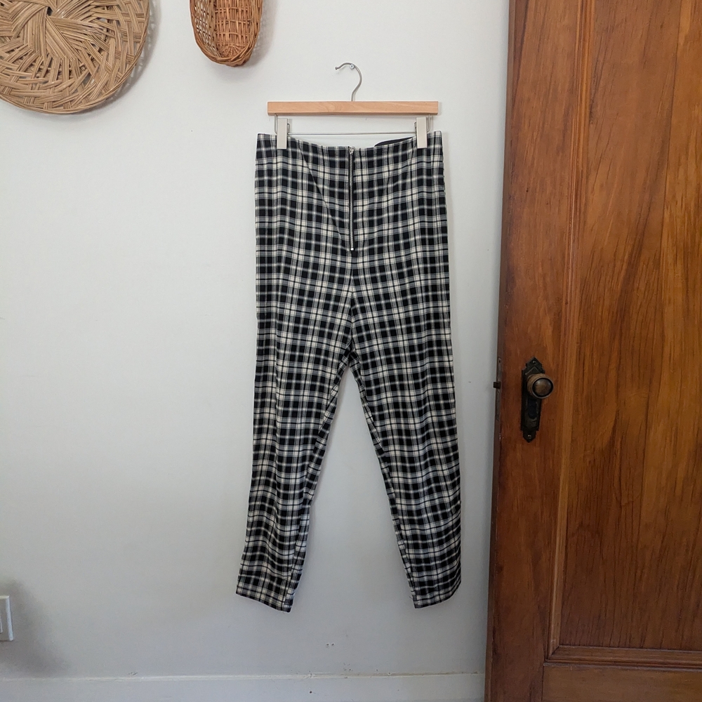 Zara Plaid High Waist Zip Front Leggings